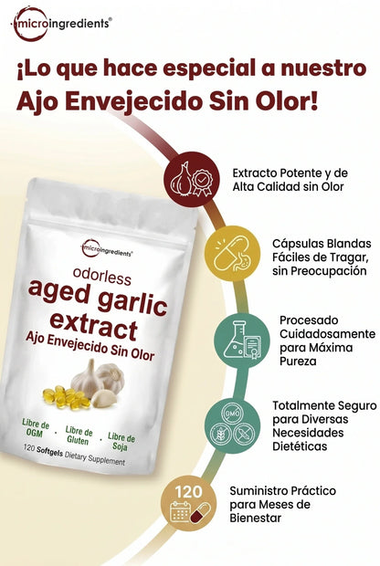 AGED GARLIC EXTRACT™ Extracto de Ajo  Sin Olor, para proteger tu corazon y defensas empieza desde hoy