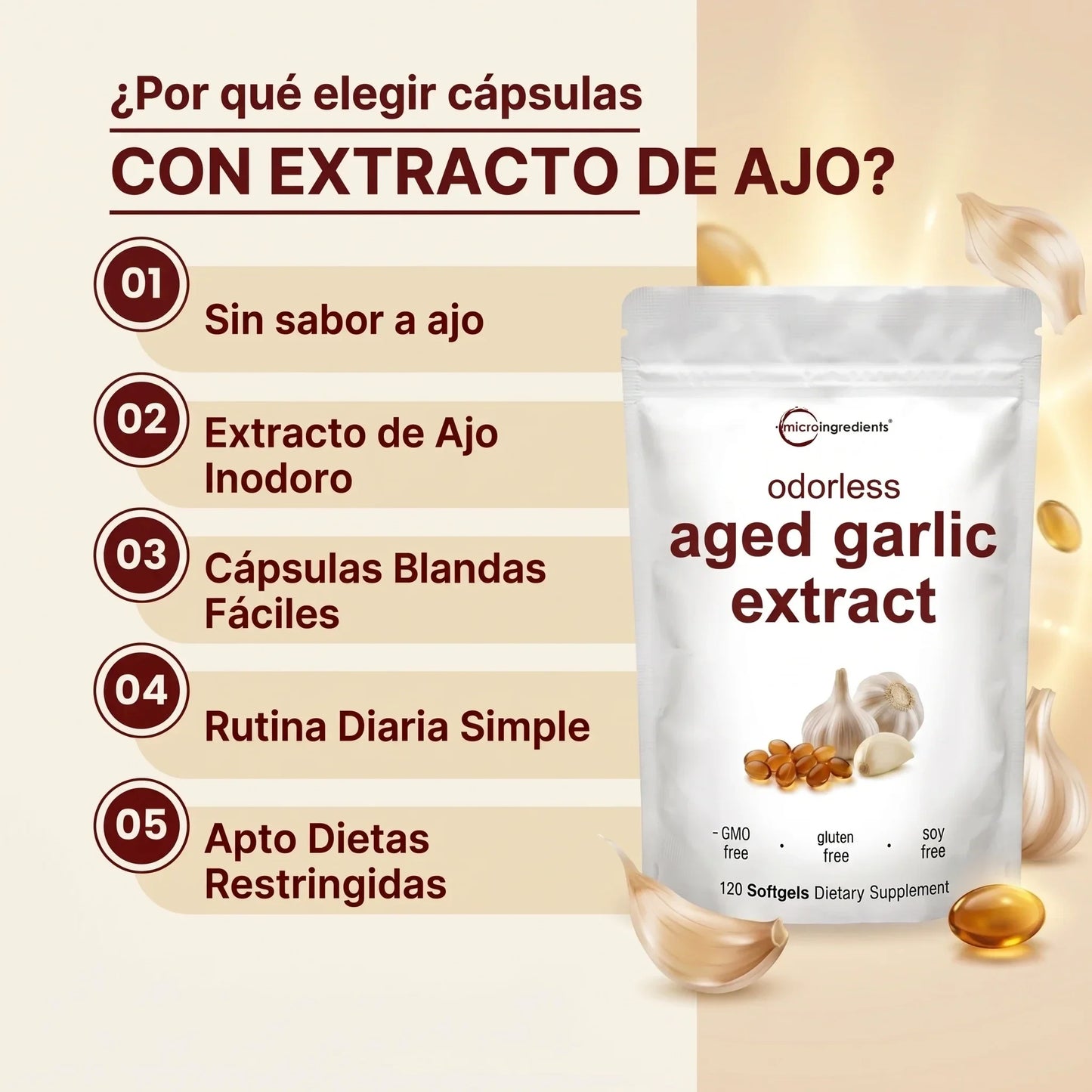 AGED GARLIC EXTRACT™ Extracto de Ajo  Sin Olor, para proteger tu corazon y defensas empieza desde hoy