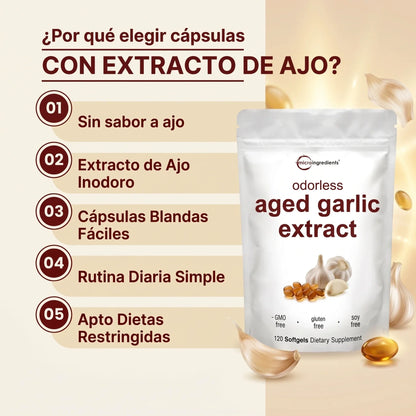 AGED GARLIC EXTRACT™ Extracto de Ajo  Sin Olor, para proteger tu corazon y defensas empieza desde hoy