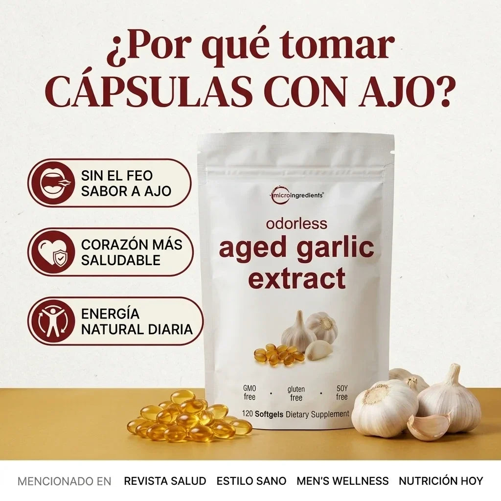 AGED GARLIC EXTRACT™ Extracto de Ajo  Sin Olor, para proteger tu corazon y defensas empieza desde hoy