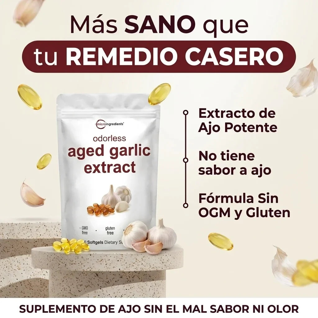 AGED GARLIC EXTRACT™ Extracto de Ajo  Sin Olor, para proteger tu corazon y defensas empieza desde hoy