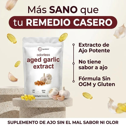 AGED GARLIC EXTRACT™ Extracto de Ajo  Sin Olor, para proteger tu corazon y defensas empieza desde hoy