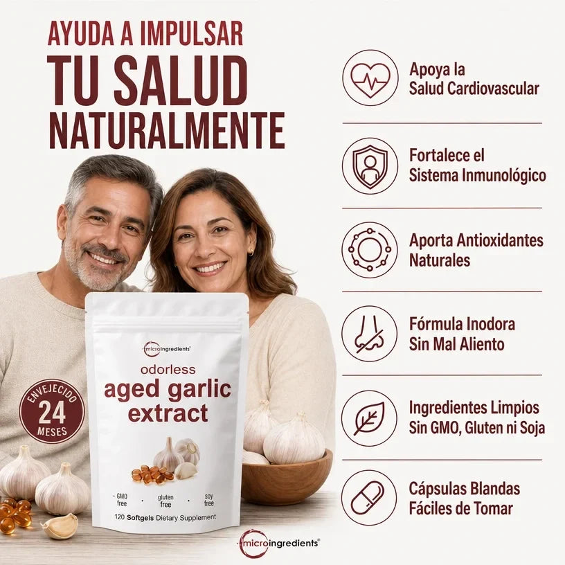 AGED GARLIC EXTRACT™ Extracto de Ajo  Sin Olor, para proteger tu corazon y defensas empieza desde hoy