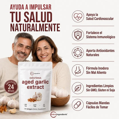 AGED GARLIC EXTRACT™ Extracto de Ajo  Sin Olor, para proteger tu corazon y defensas empieza desde hoy
