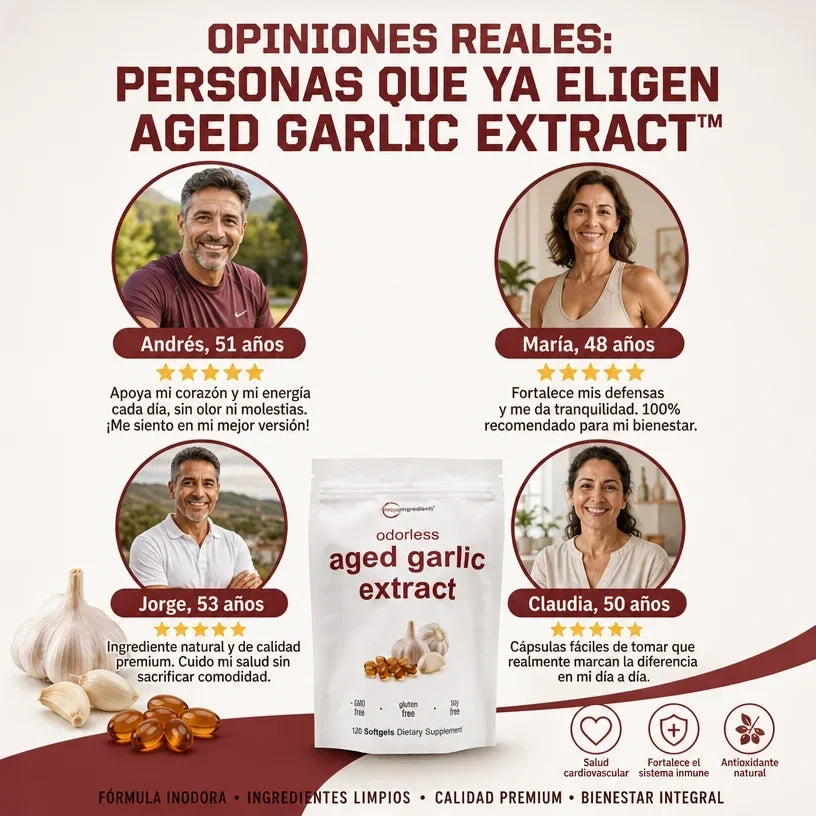AGED GARLIC EXTRACT™ Extracto de Ajo  Sin Olor, para proteger tu corazon y defensas empieza desde hoy